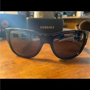 Black Versace sun glasses with gold Medusa head